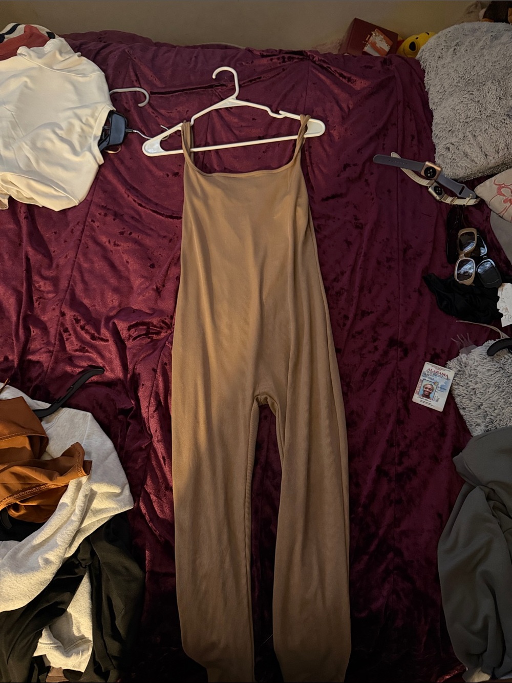 SHEIN Tan Sleeveless Wide-Leg Jumpsuit